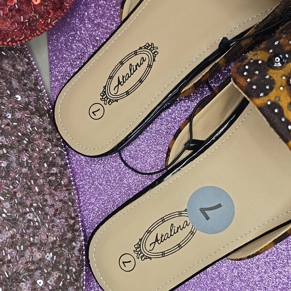 Atalina ❤️NWT❤️ Leopard Sparkly Studded & Embellished Size 7 Mules!❤️❤️❤️ - Picture 6 of 11